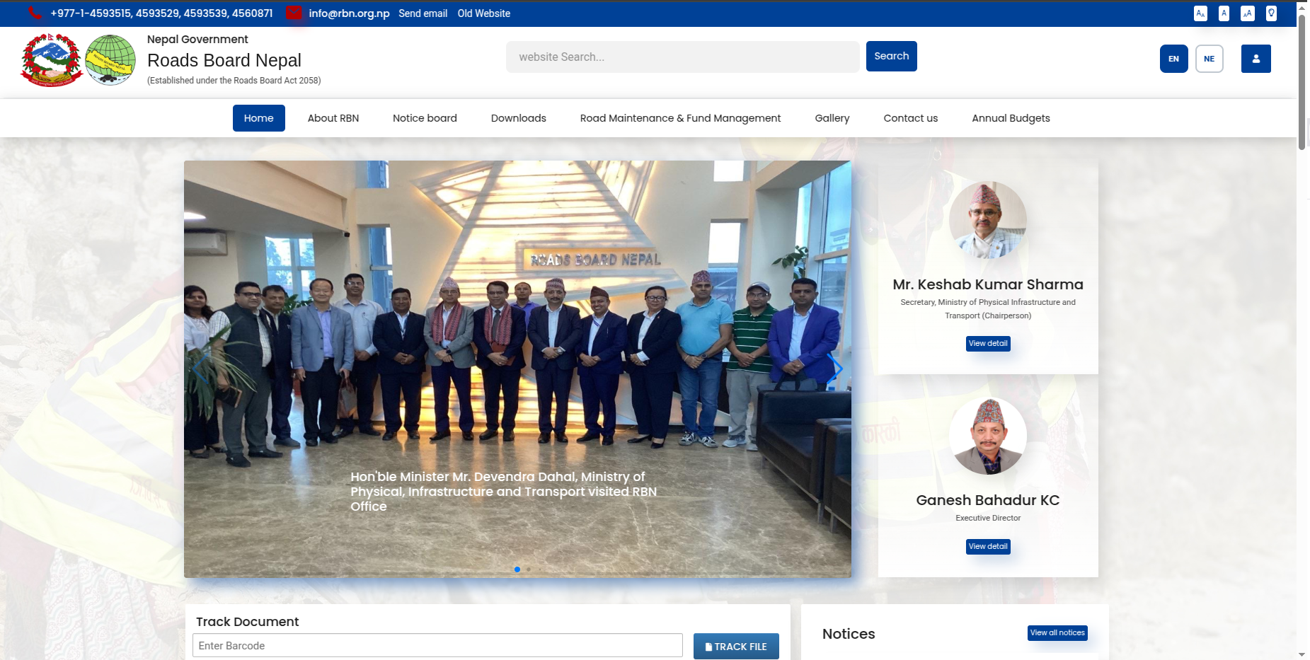 Road Board Nepal Website